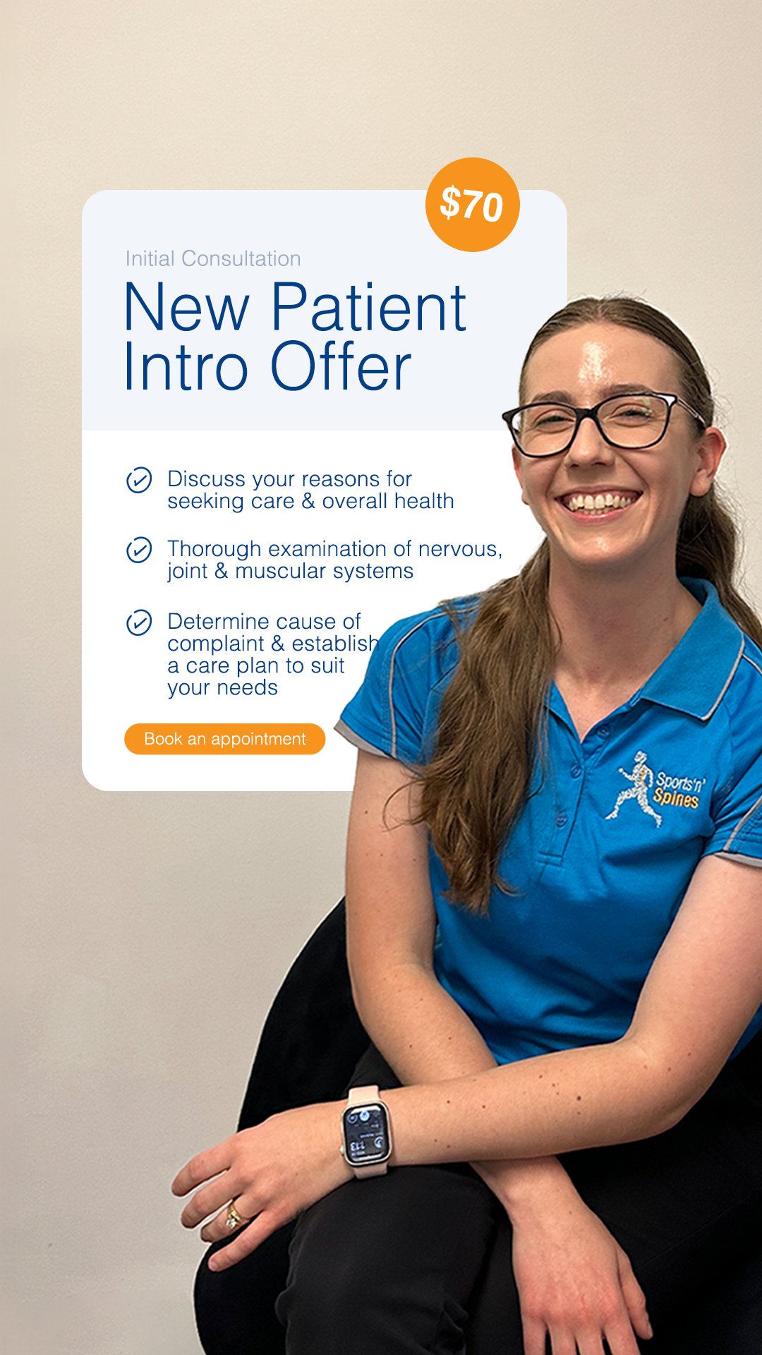 Chiropractic story ad: initial consultation steps
