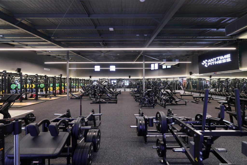 Strength floor at an Anytime Fitness club, photographed by Digi Agency