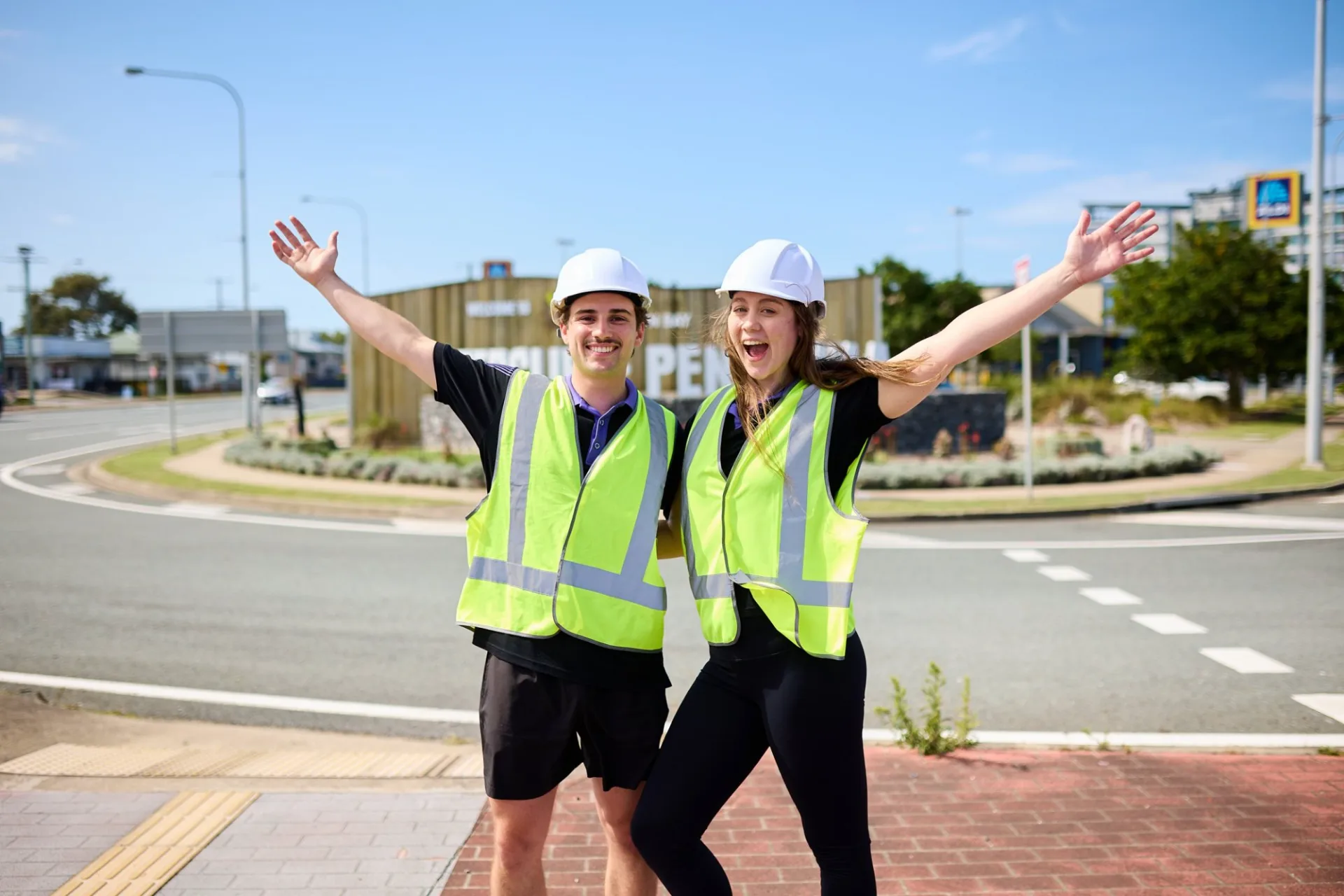 Presale team in hard hats on site, content shoot by Digi Agency