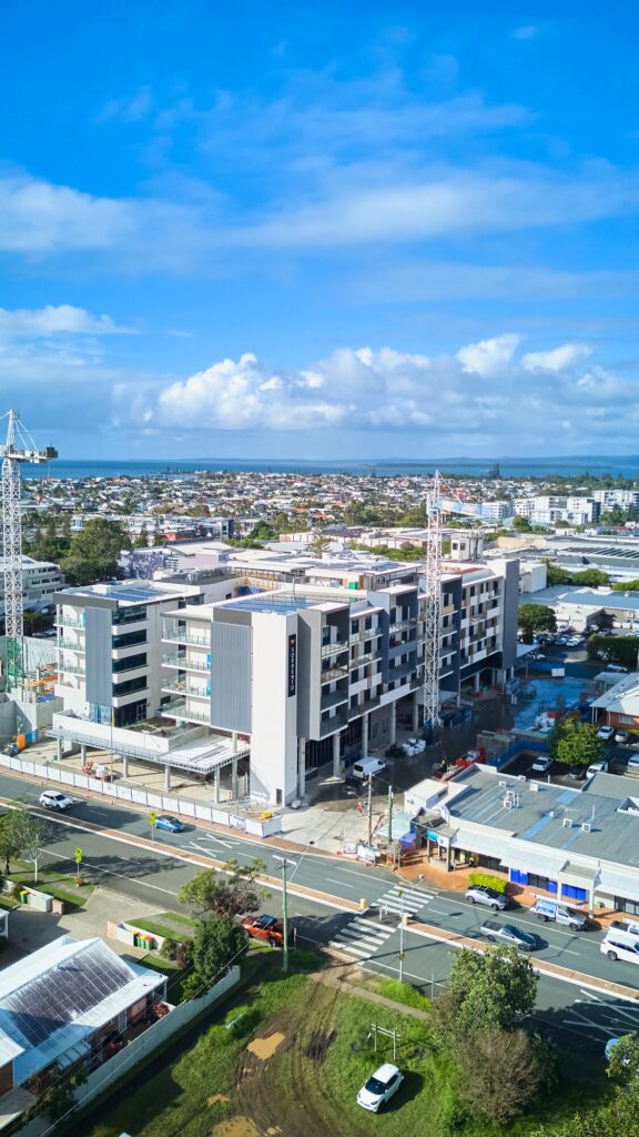 Aerial of the Anytime Fitness Cleveland building