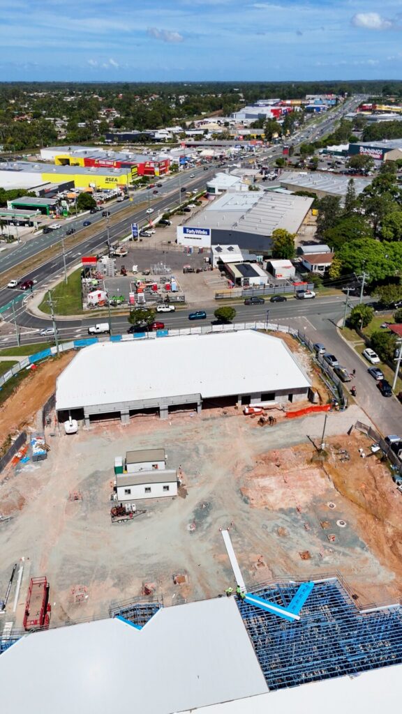 Aerial of the Anytime Fitness Morayfield build site