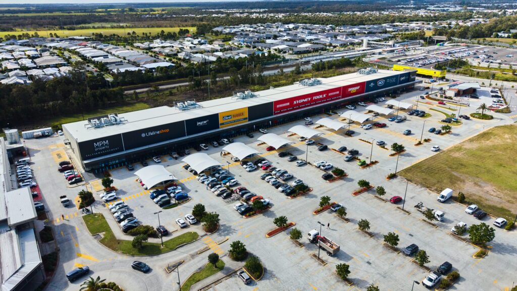 Drone aerial of Pimpama City Shopping Centre