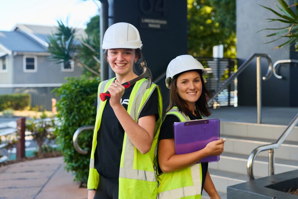 South Caloundra team in hard hats and hi-vis